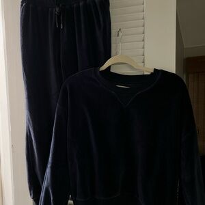 Madewell Lounge Set Navy Velour size Small